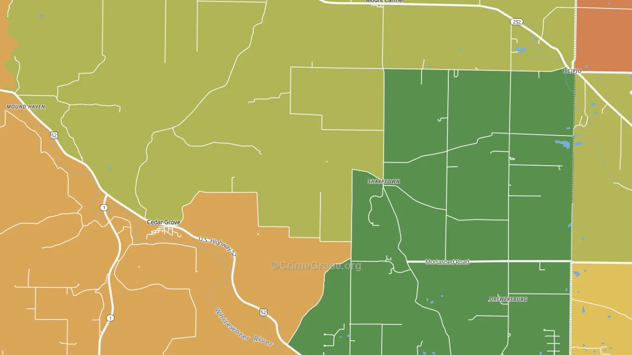 Cedar Grove, IN Map of Assault Rates