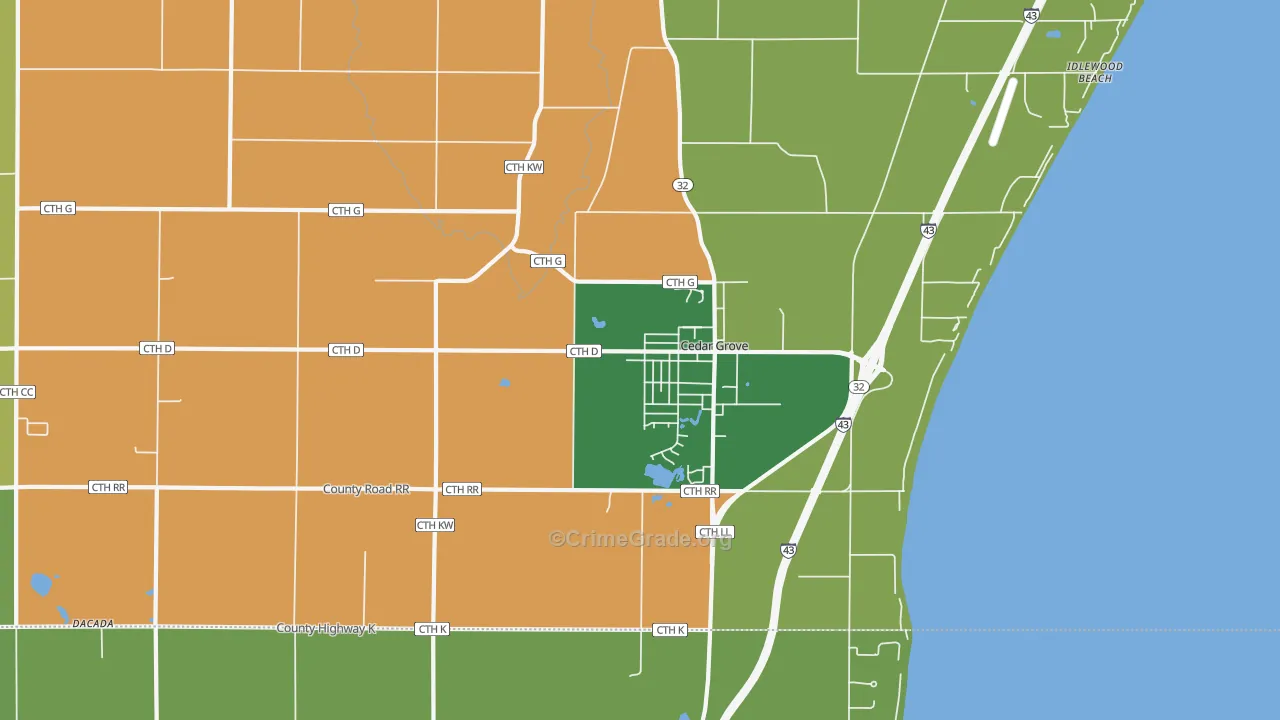 Cedar Grove, WI Map of Assault Rates