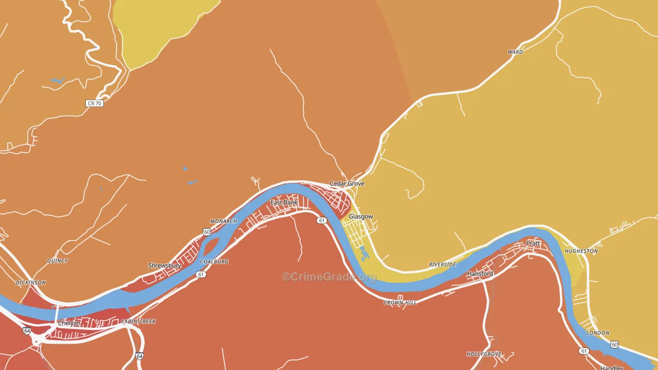 Cedar Grove, WV Map of Assault Rates