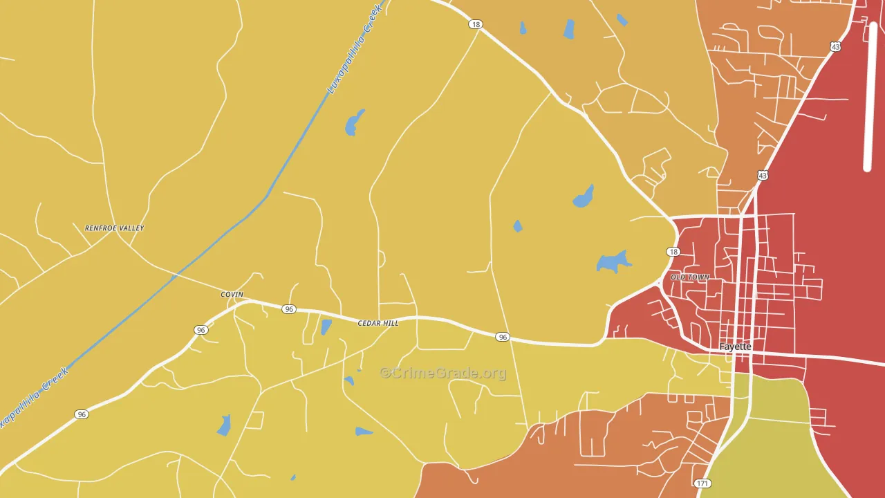 Cedar Hill, AL Map of Assault Rates