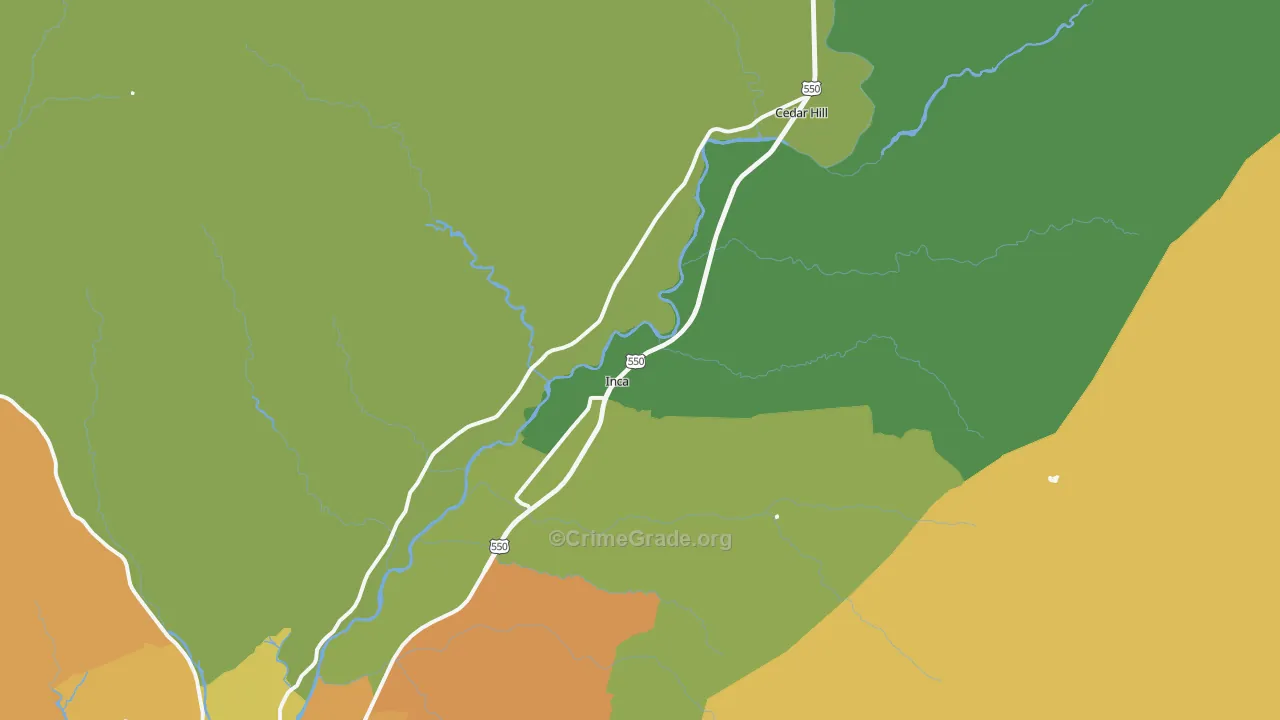 Cedar Hill, NM Map of Assault Rates