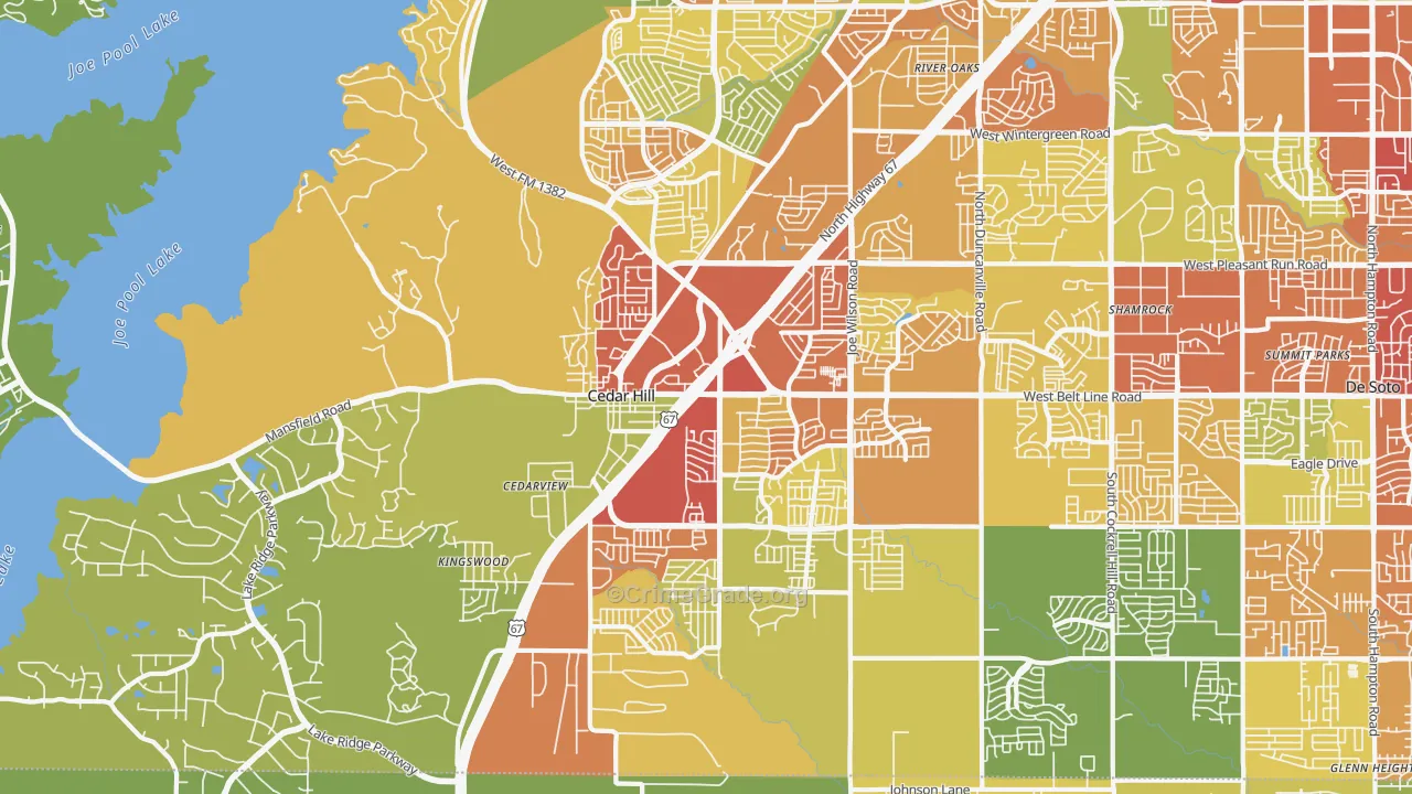 Cedar Hill, TX Map of Assault Rates