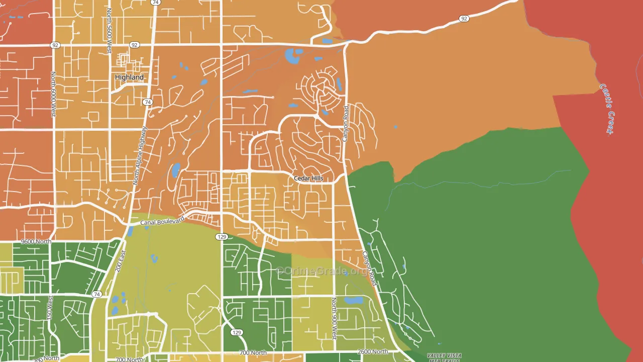Cedar Hills, UT Map of Assault Rates