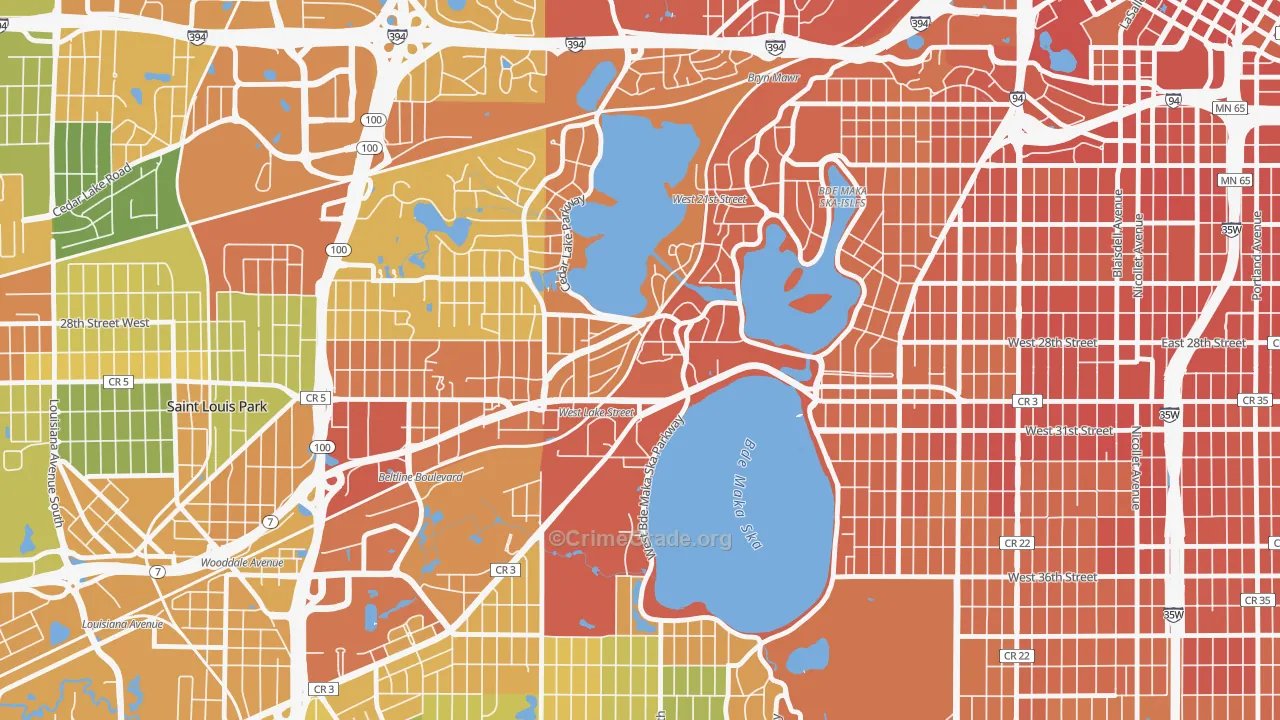 Cedar-Isles-Dean, Minneapolis, MN Map of Assault Rates
