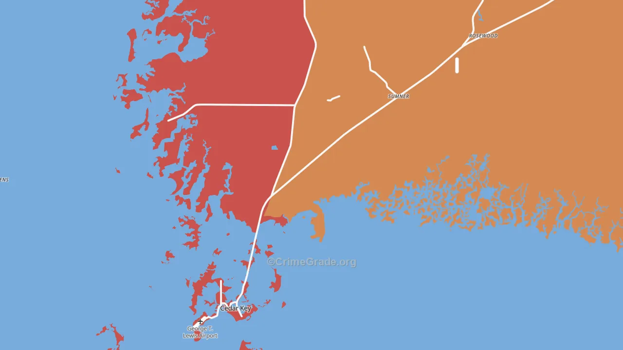 Cedar Key, FL Map of Assault Rates