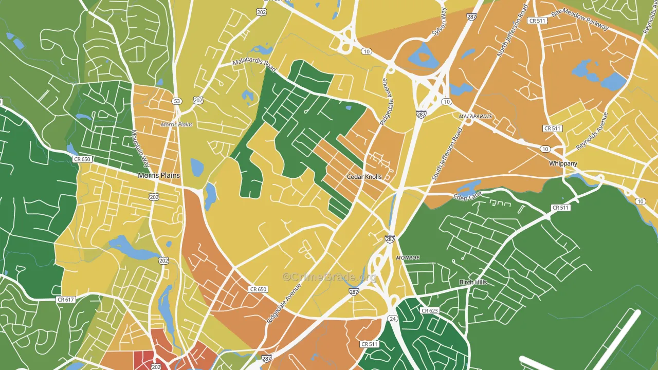 Cedar Knolls, NJ Map of Assault Rates