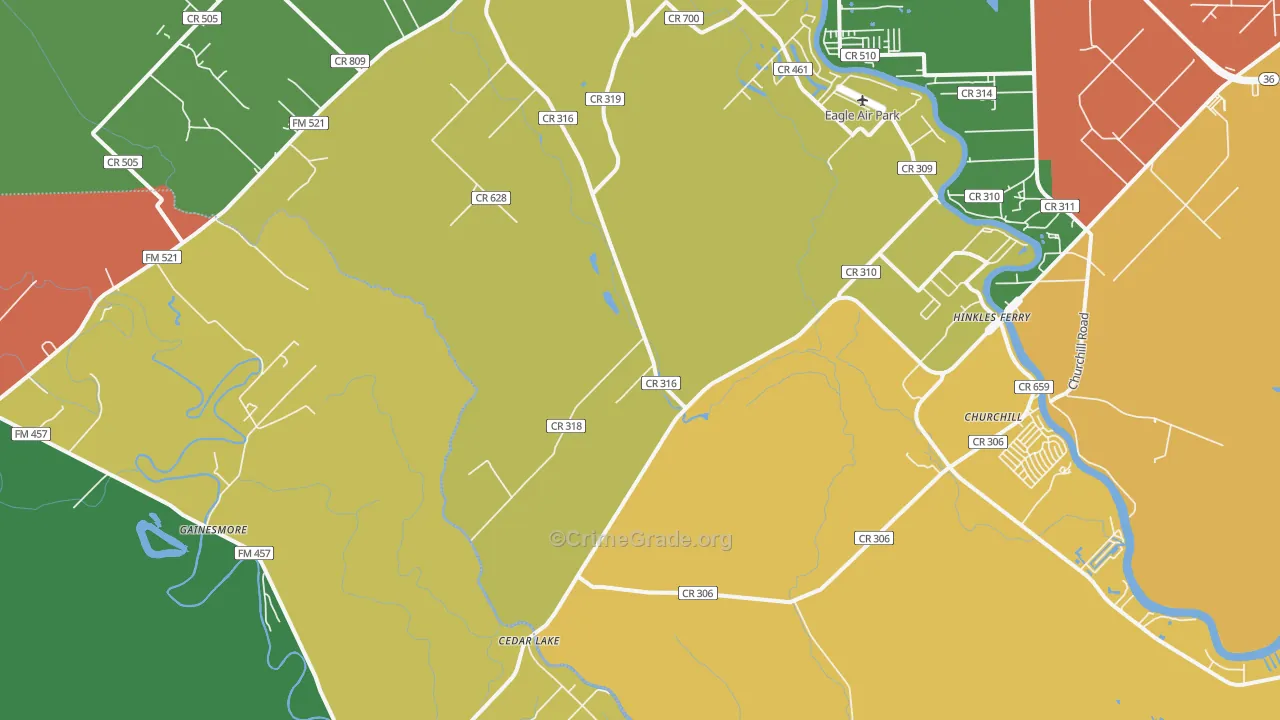 Cedar Lake, TX Map of Assault Rates