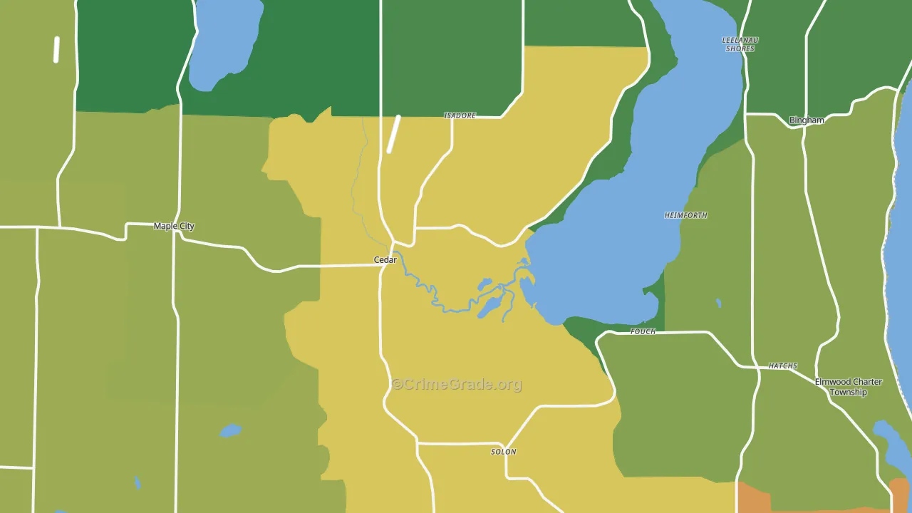 Cedar, MI Map of Assault Rates