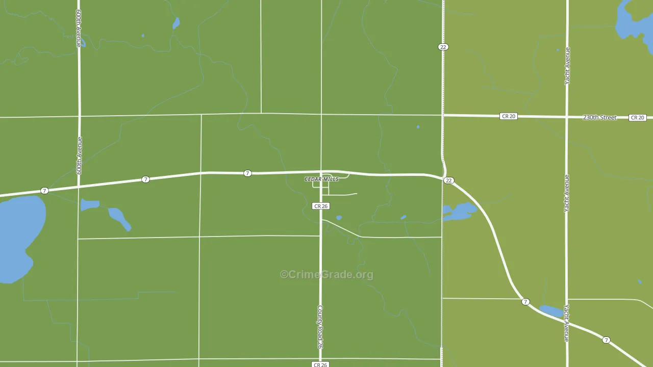 Cedar Mills, MN Map of Assault Rates