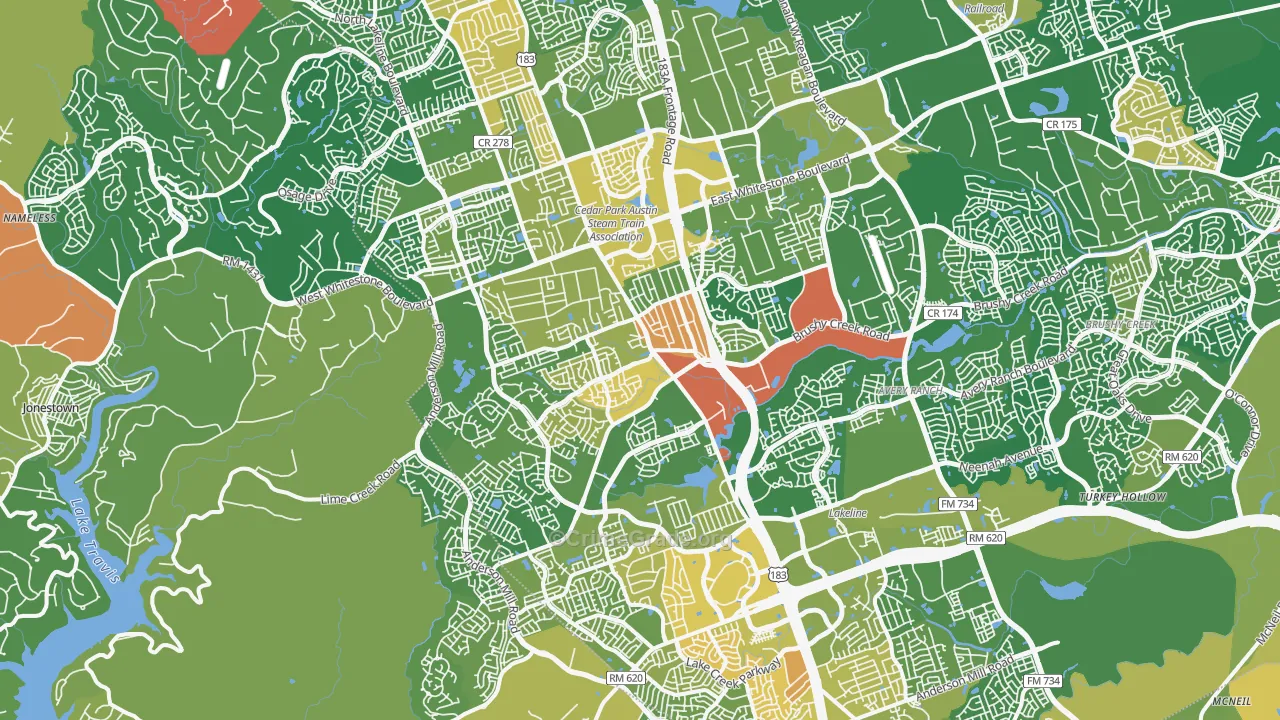 Cedar Park, TX Map of Assault Rates