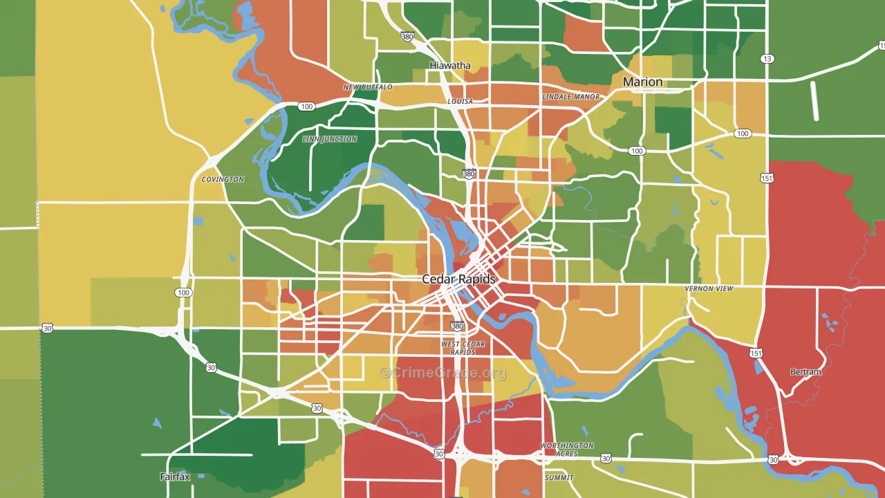 Cedar Rapids, IA Map of Assault Rates