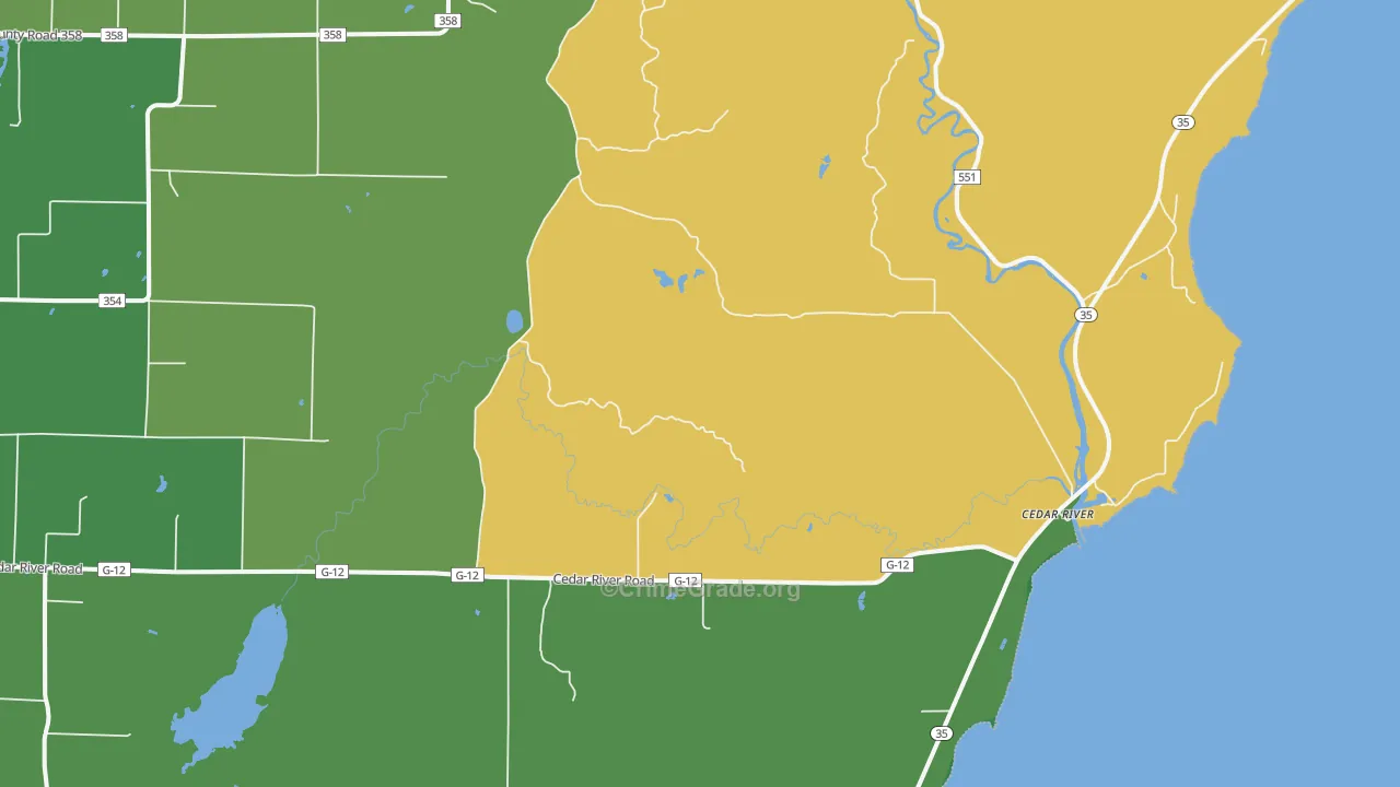 Cedar River, MI Map of Assault Rates
