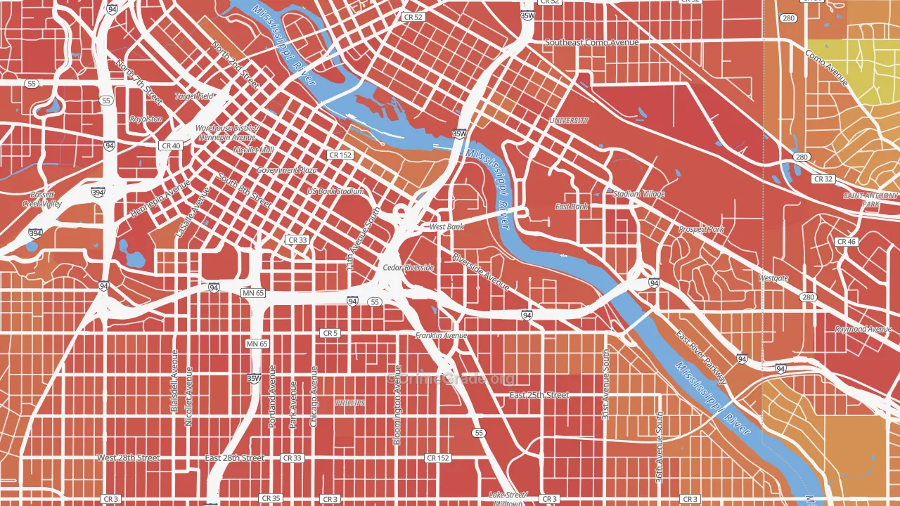 Cedar-Riverside, Minneapolis, MN Map of Assault Rates