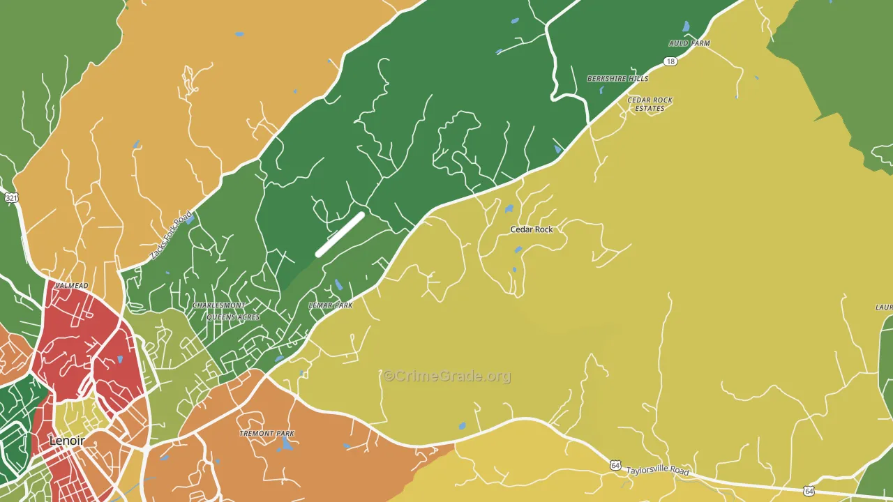 Cedar Rock, NC Map of Assault Rates