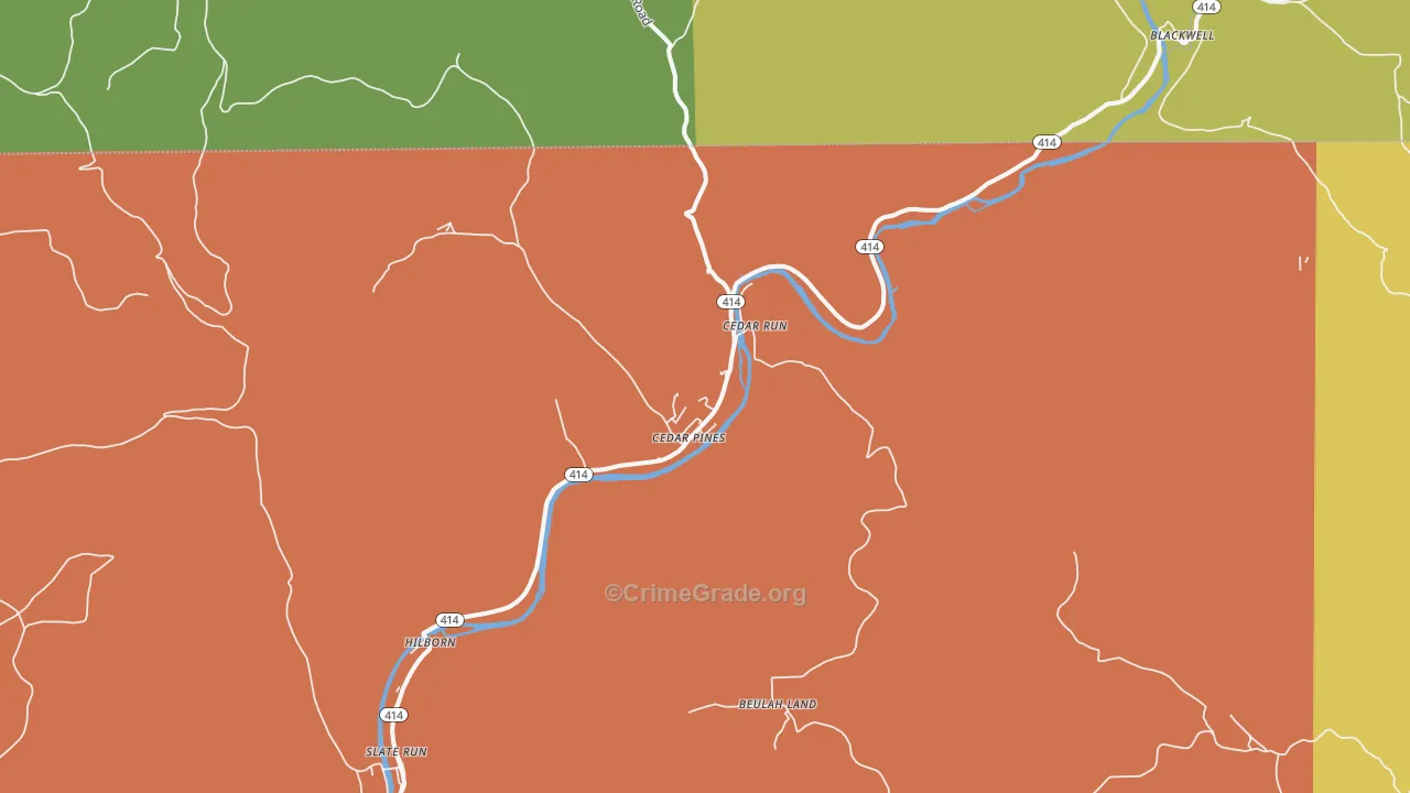 Cedar Run, PA Map of Assault Rates