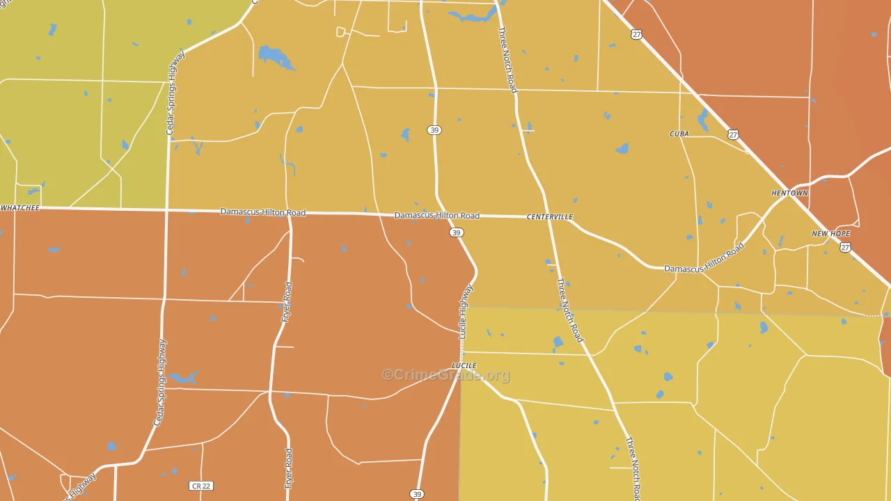 Cedar Springs, GA Map of Assault Rates