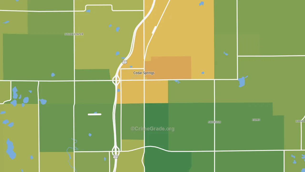 Cedar Springs, MI Map of Assault Rates
