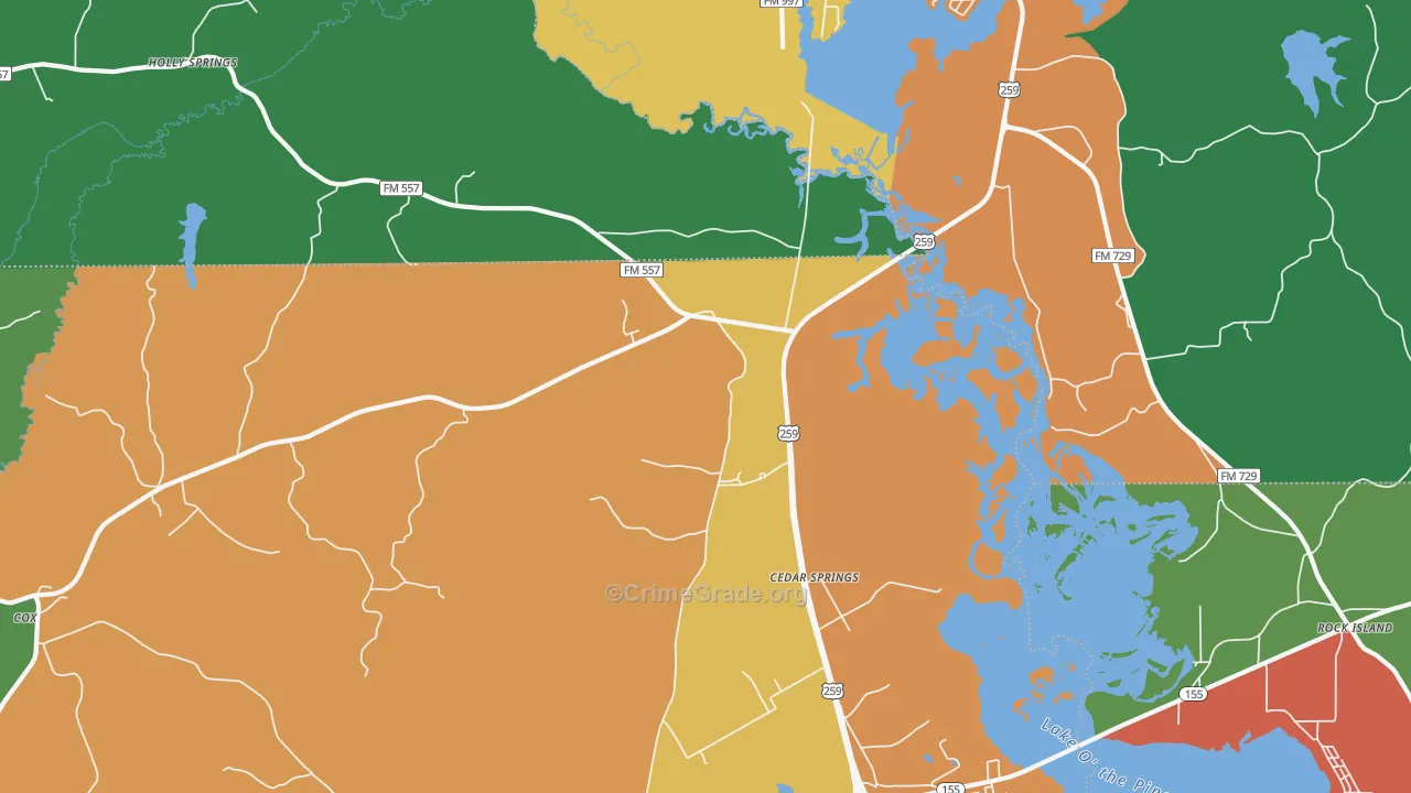 Cedar Springs, TX Map of Assault Rates