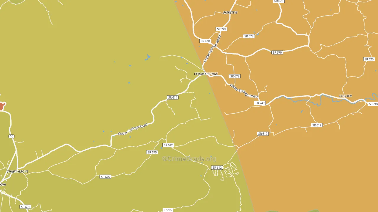 Cedar Springs, VA Map of Assault Rates