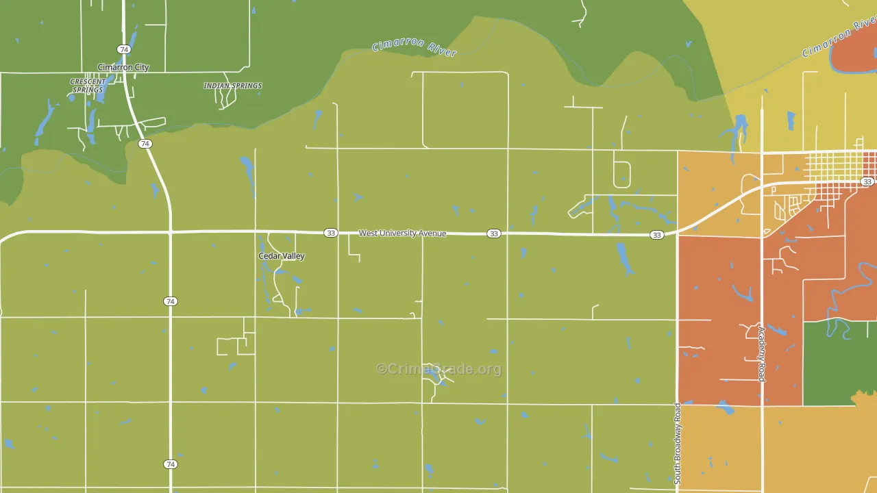 Cedar Valley, OK Map of Assault Rates