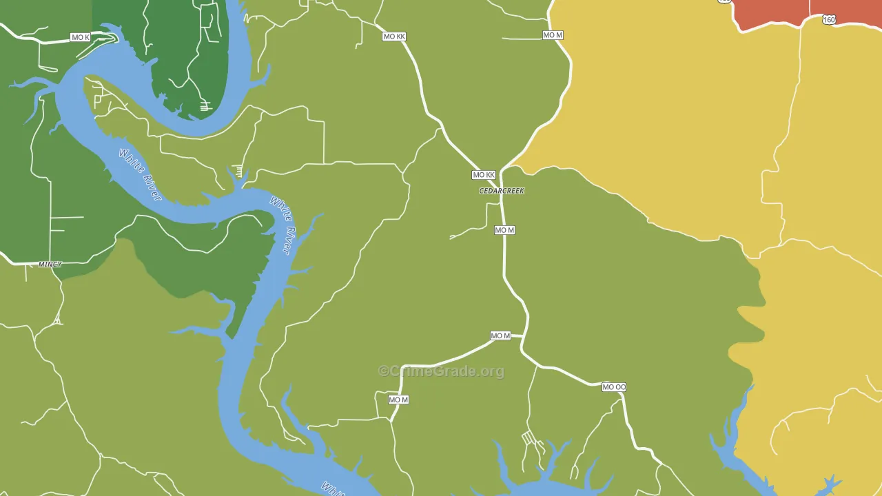 Cedarcreek, MO Map of Assault Rates