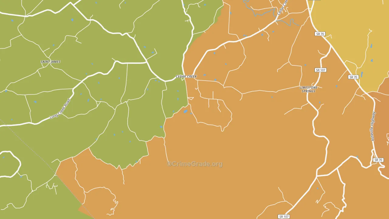 Cedarcreek, TN Map of Assault Rates