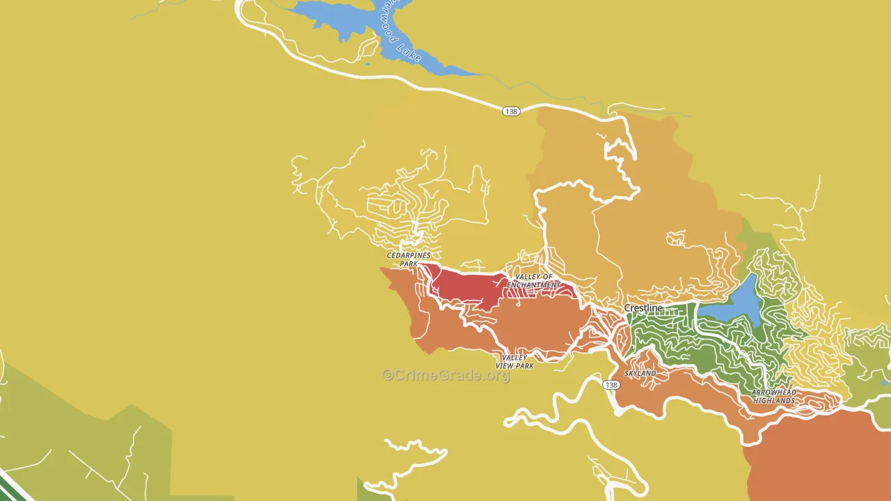 Cedarpines Park, CA Map of Assault Rates