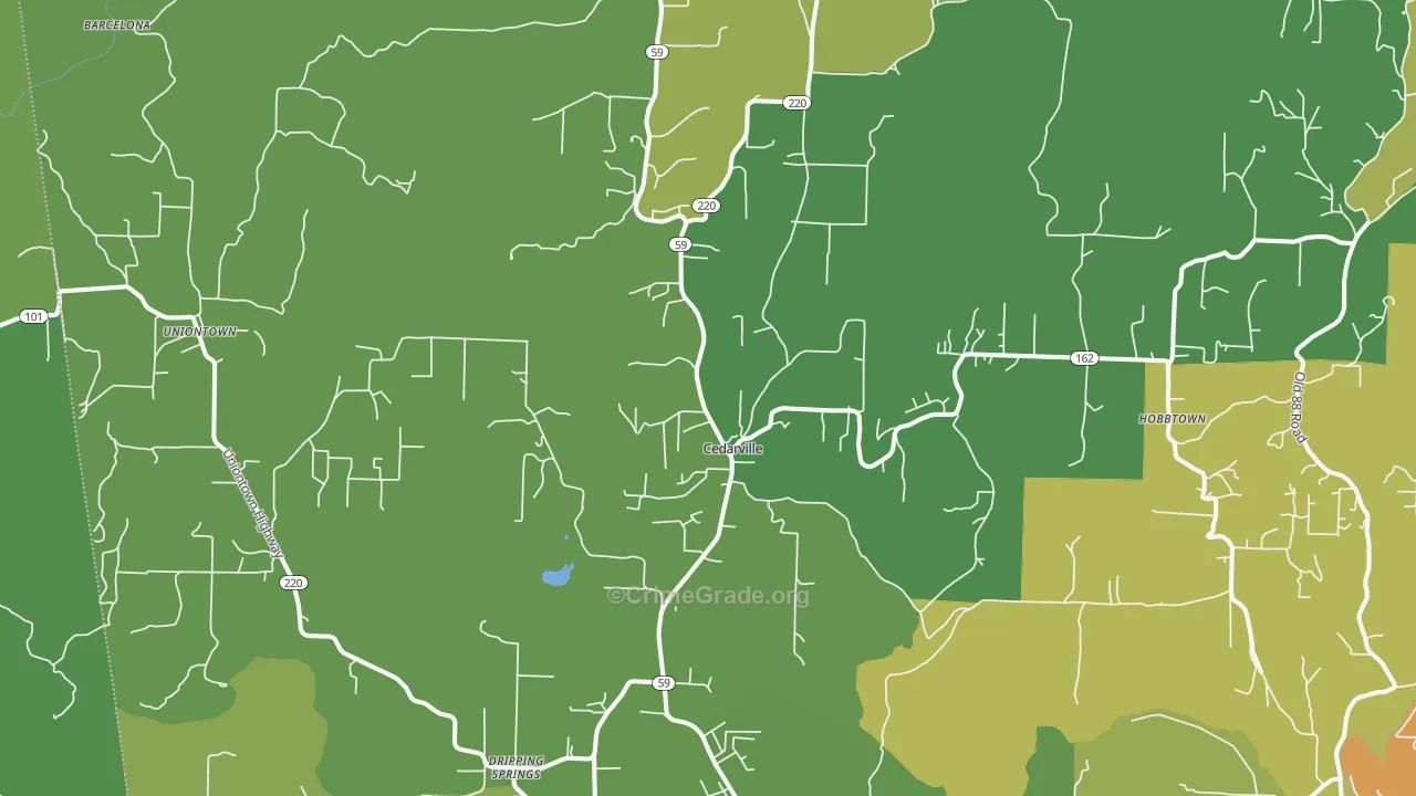 Cedarville, AR Map of Assault Rates
