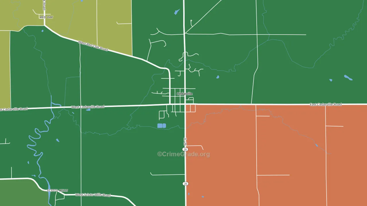 Cedarville, IL Map of Assault Rates