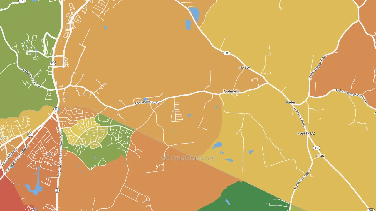 Cedarville, MD Map of Assault Rates