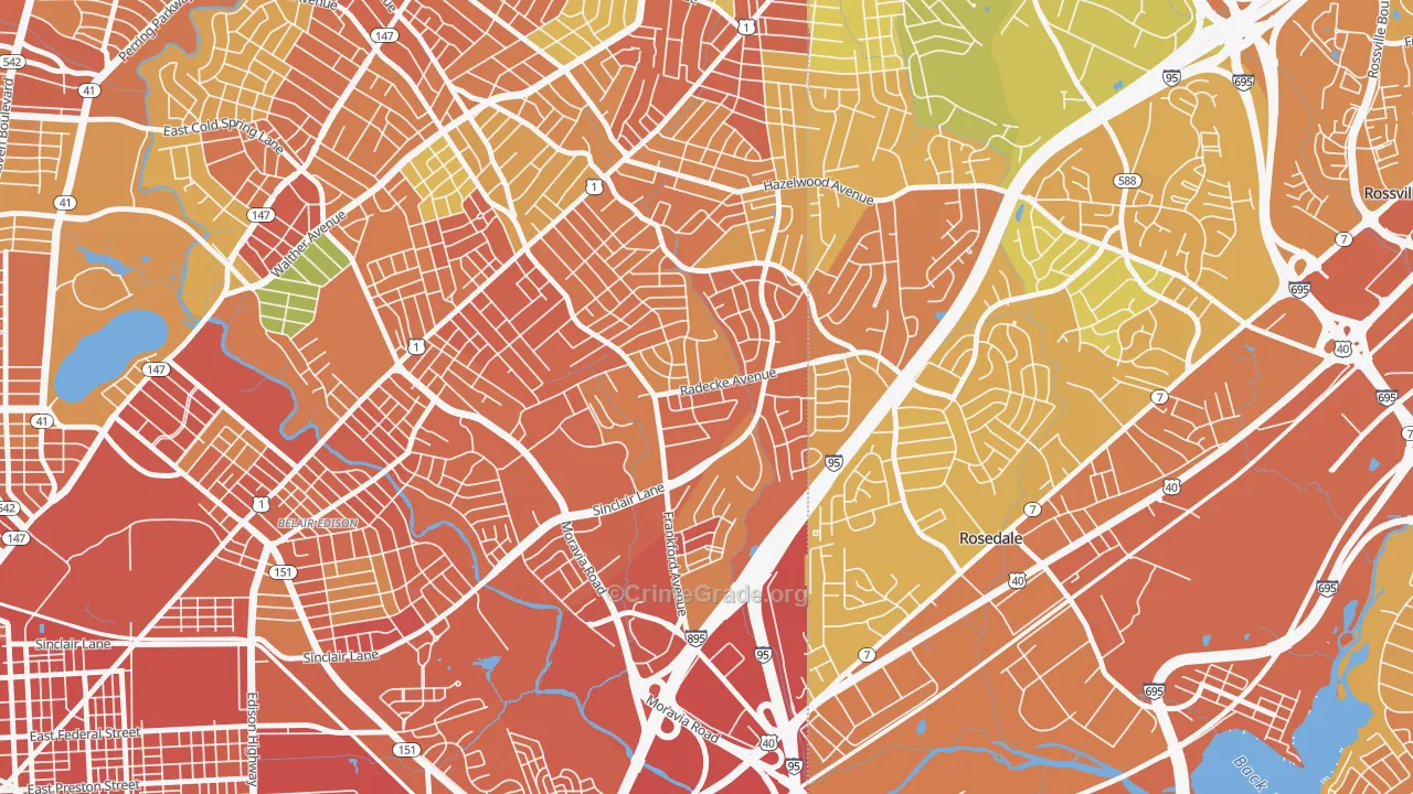 Cedonia, Baltimore, MD Map of Assault Rates
