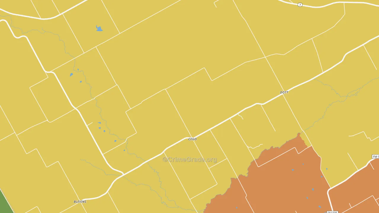 Cego, TX Map of Assault Rates