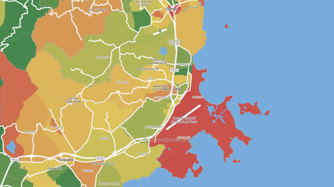 Ceiba Municipio, PR Map of Assault Rates