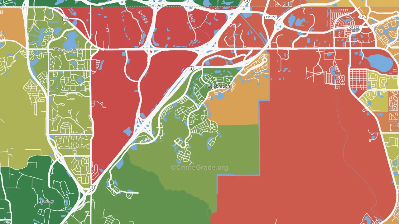 Celebration, FL Map of Assault Rates