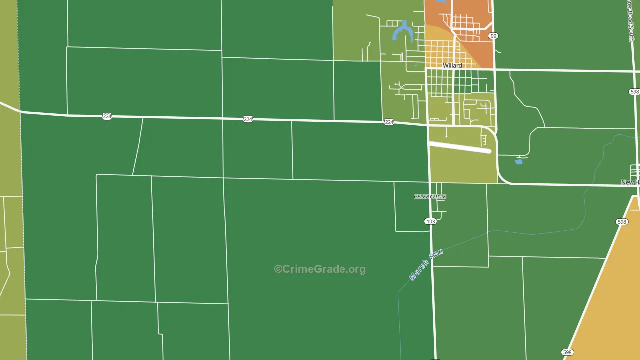 Celeryville, OH Map of Assault Rates