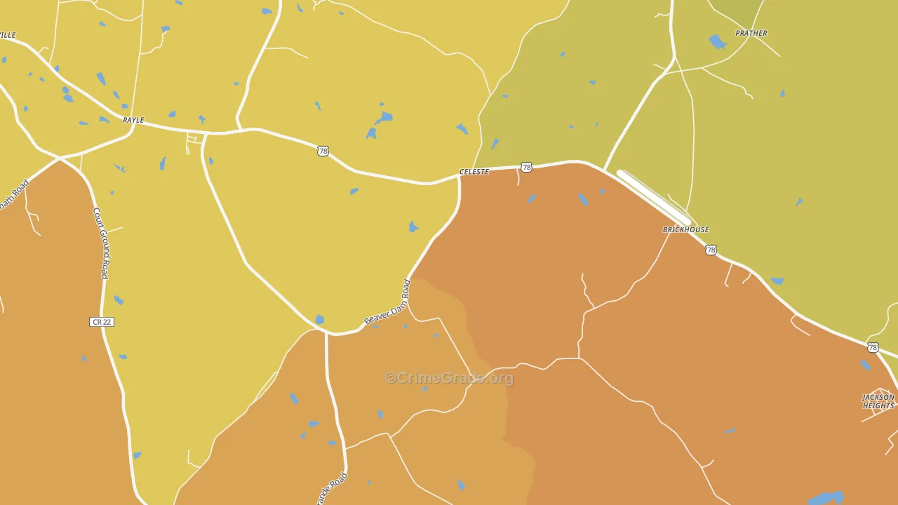 Celeste, GA Map of Assault Rates