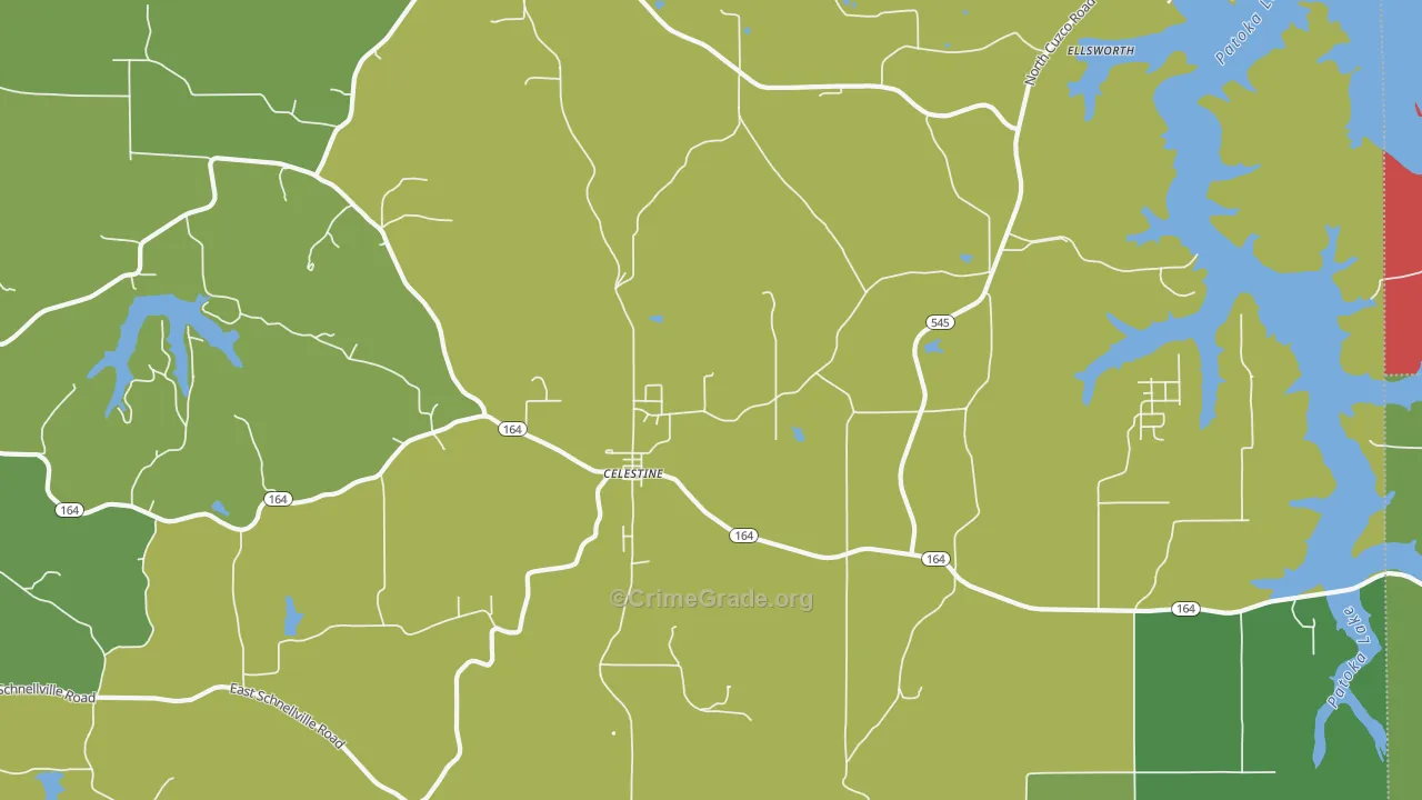 Celestine, IN Map of Assault Rates