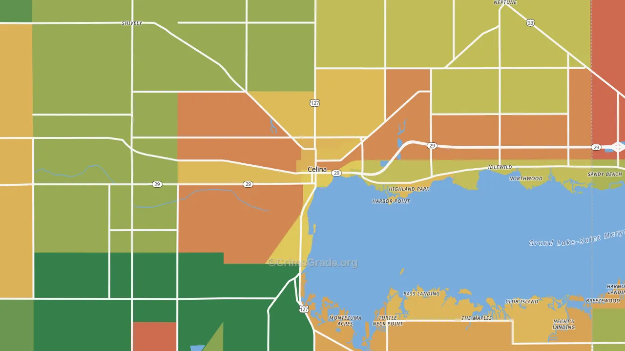 Celina, OH Map of Assault Rates