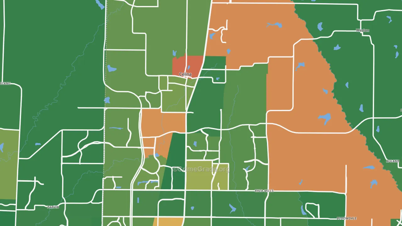 Celina, TX Map of Assault Rates