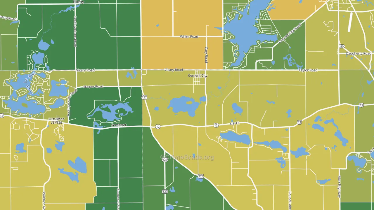 Cement City, MI Map of Assault Rates