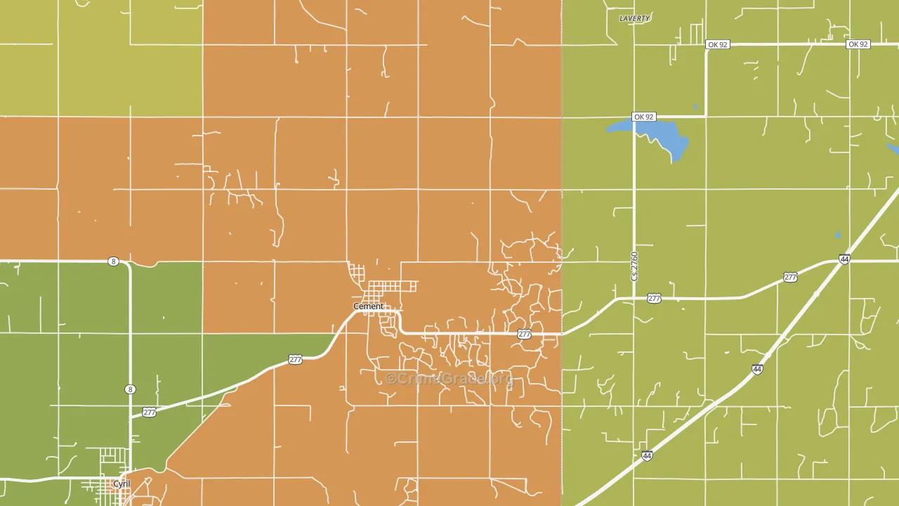 Cement, OK Map of Assault Rates