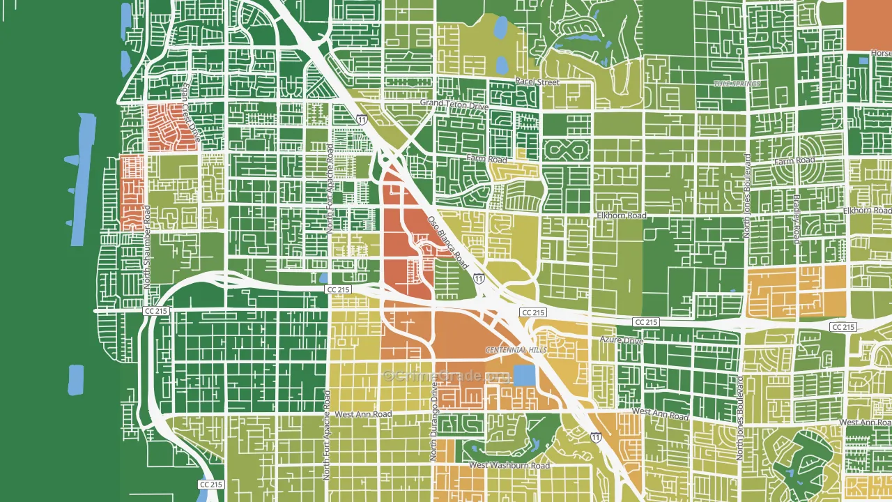Centennial Hills, Las Vegas, NV Map of Assault Rates