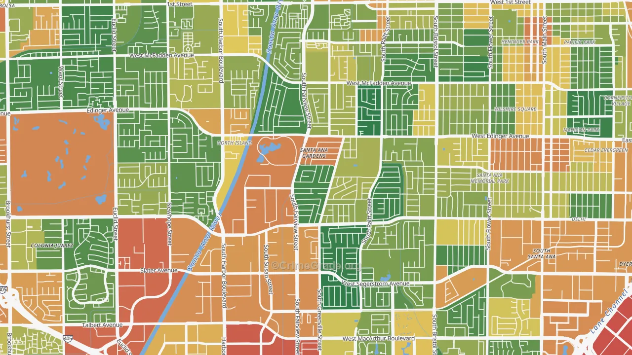 Centennial Park, Santa Ana, CA Map of Assault Rates