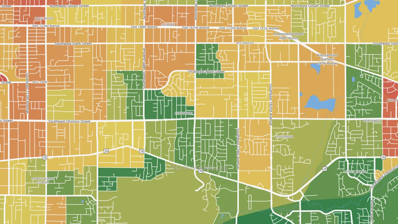 Centennial, Portland, OR Map of Assault Rates