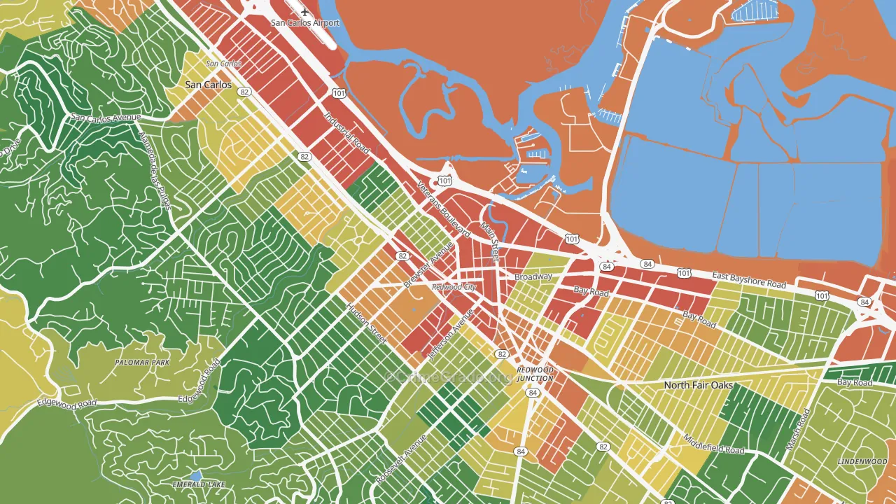 Centennial, Redwood City, CA Map of Assault Rates