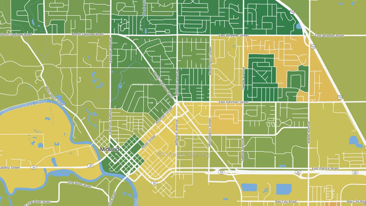 Center City, Midland, MI Map of Assault Rates