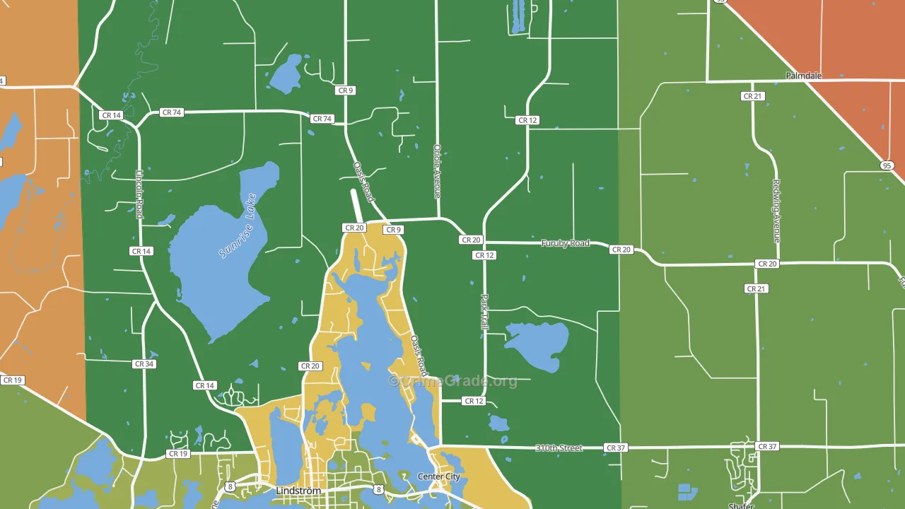Center City, MN Map of Assault Rates