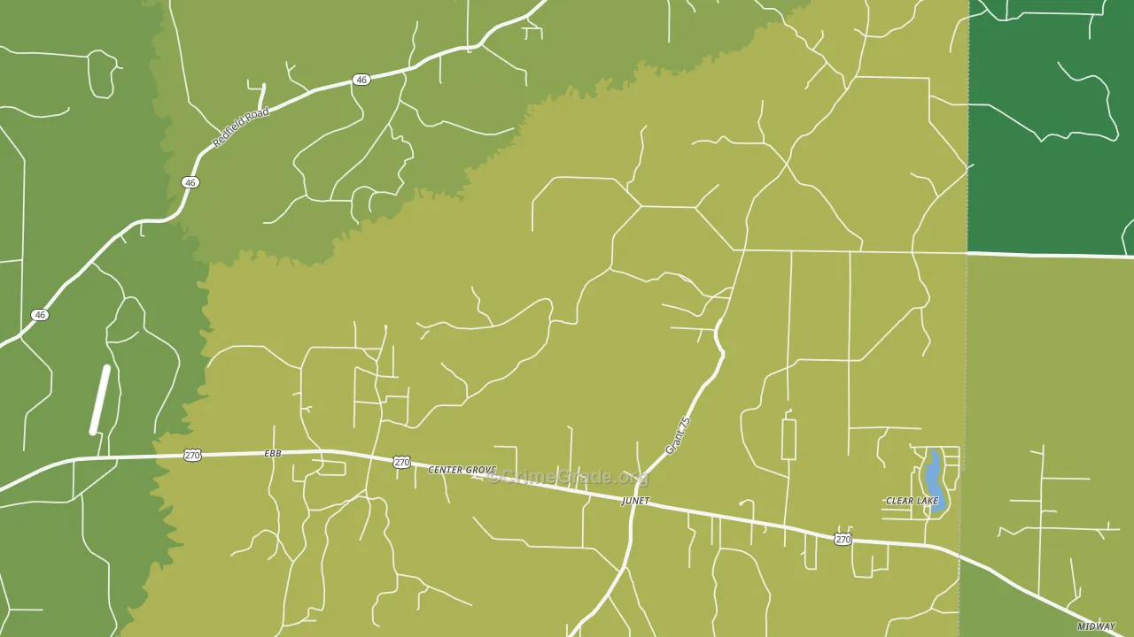 Center Grove, AR Map of Assault Rates