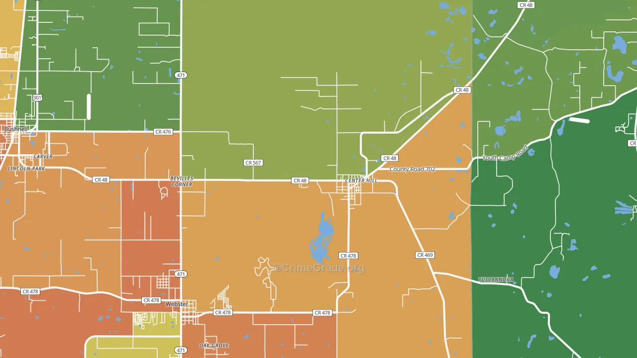 Center Hill, FL Map of Assault Rates