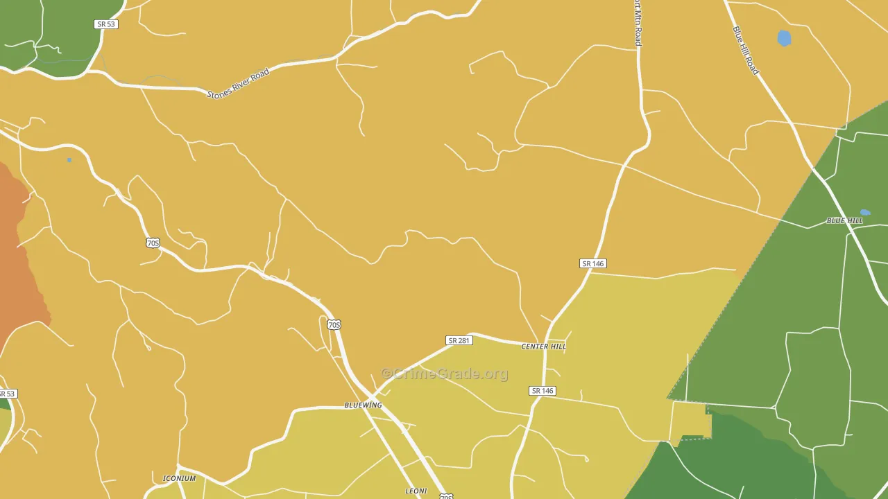 Center Hill, TN Map of Assault Rates